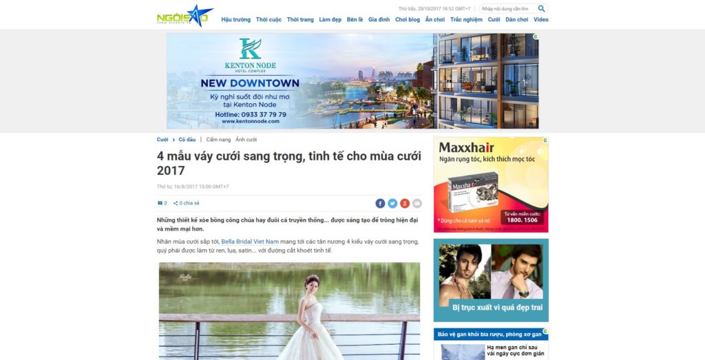 Báo Ngoisao.net: Mẫu váy cưới sang trọng, tinh tế - TuArts.Net