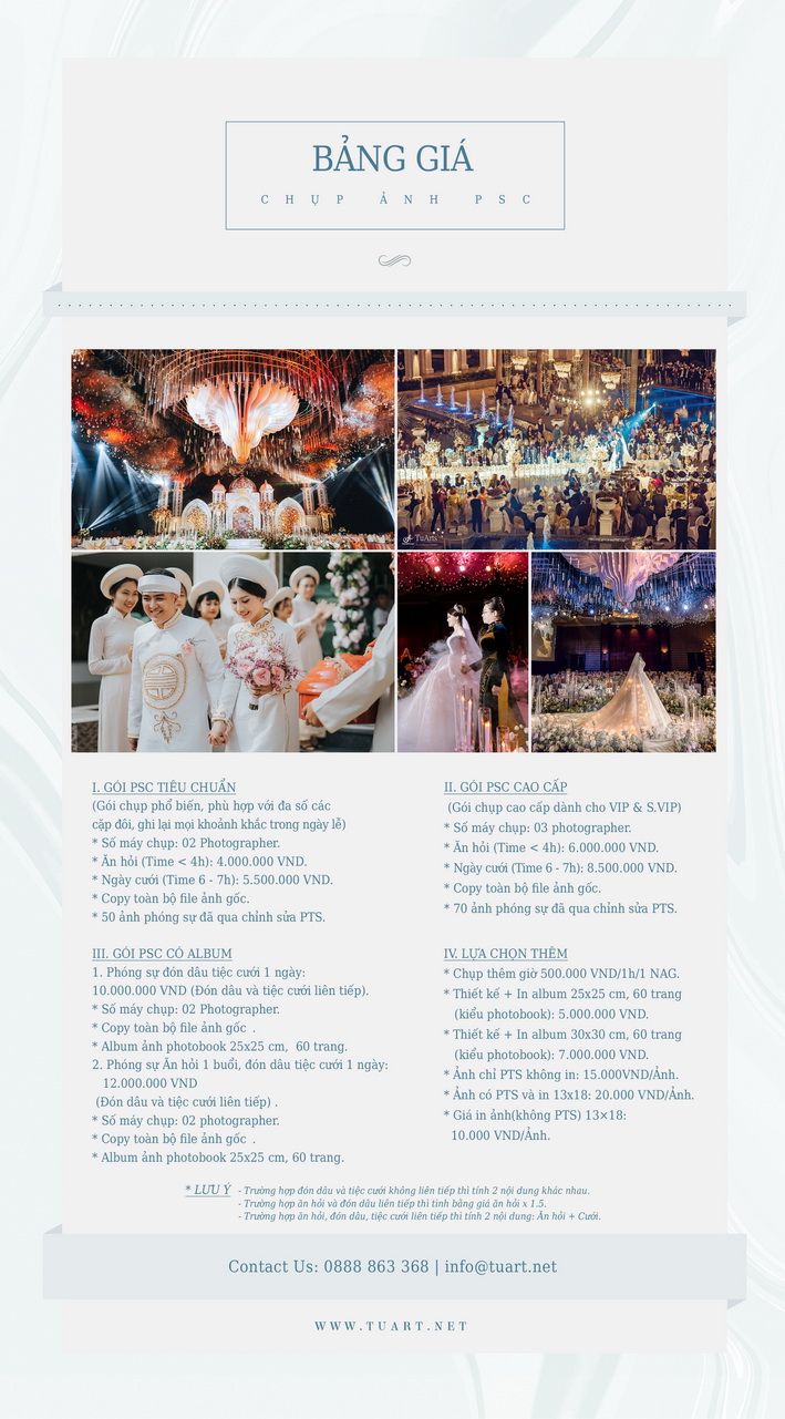 Bảng giá chụp ảnh